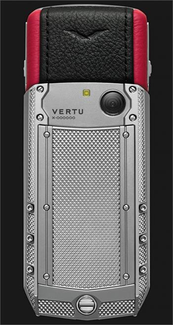Vertu Acsent new Knurled titanium, black and red leather